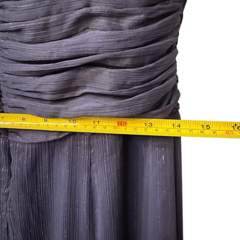 Likely Runa Gown Halter Maxi Size 10 Slate Blue Metallic Shimmer Chiffon (B) - Picture 8 of 12